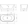 MEXEN/S - Oval vana volně stojící nástěnná 160 x 80 cm, bílá/černá, sifon a přepad černá 52671608075-70