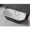 MEXEN/S - Oval vana volně stojící nástěnná 170 x 80, bílá/černá, sifon a přepad grafit kartáčovaná 52671708075-66