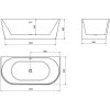 MEXEN/S - Oval vana volně stojící nástěnná 170 x 80 cm, bílá/černá, sifon a přepad černá 52671708075-70