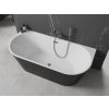 MEXEN/S - Oval vana volně stojící nástěnná 170 x 80, bílá/černá, sifon a přepad grafit metal 52671708075-95