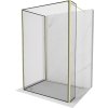 MEXEN/S - Kioto Sprchová zástěna WALK-IN 90 x 80 x 30 cm, černý vzor, zlatá kartáčovaná 800-090-080-221-55-70-030