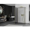 MEXEN/S - Kioto Sprchová zástěna WALK-IN 90 x 90 x 30 cm, černý vzor, zlatá kartáčovaná 800-090-090-221-55-70-030