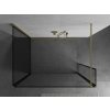 MEXEN/S - Kioto Sprchová zástěna WALK-IN 90 x 90 x 30 cm, černý vzor, zlatá kartáčovaná 800-090-090-221-55-70-030