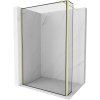 MEXEN/S - Kioto Sprchová zástěna WALK-IN 90 x 40 cm, černý vzor, zlatá kartáčovaná 800-090-212-55-70-040