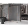 MEXEN/S - Velar sprchový kout, posuvné dveře 130 x 75 cm, dekor, růžové zlato 871-130-075-31-60