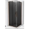 MEXEN/S - Velar Duo sprchový kout, posuvné dveře 80 x 80 cm, grafit, růžové zlato 871-080-080-42-60