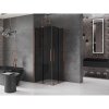 MEXEN/S - Velar Duo sprchový kout, posuvné dveře 90 x 90 cm, grafit, růžové zlato 871-090-090-42-60