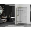 MEXEN/S - Kioto L Sprchová zástěna WALK-IN 80 x 200, černý vzor, zlato kartáčovaná 800-080-103-55-78