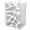 MEXEN/S - Kioto L Sprchová zástěna WALK-IN 90 x 200 cm, bílý vzor, zlatá kartáčovaná 800-090-103-55-97