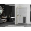 MEXEN/S - Kioto+ L Sprchová zástěna WALK-IN s poličkou a držákem ručníků 80 x 200 cm, transparent, zlatá kartáčovaná 800-080-123-55-00