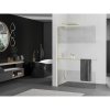 MEXEN/S - Kioto+ L Sprchová zástěna WALK-IN s poličkou a držákem ručníků 80 x 200 cm, transparent/dekor, zlatá kartáčovaná 800-080-123-55-35