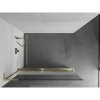MEXEN/S - Kioto+ L Sprchová zástěna WALK-IN s poličkou a držákem ručníků 80 x 200 cm, transparent/dekor, zlatá kartáčovaná 800-080-123-55-35