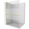 MEXEN/S - Kioto+ L Sprchová zástěna WALK-IN s poličkou a držákem ručníků 80 x 200 cm, transparent/dekor, zlatá kartáčovaná 800-080-123-55-35