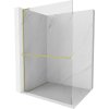 MEXEN/S - Kioto+ L Sprchová zástěna WALK-IN s poličkou a držákem ručníků 85 x 200 cm, transparent, zlatá kartáčovaná 800-085-123-55-00