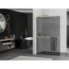 MEXEN/S - Kioto+ L Sprchová zástěna WALK-IN s poličkou a držákem ručníků 100 x 200 cm, grafit, zlatá kartáčovaná 800-100-123-55-40
