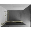 MEXEN/S - Kioto+ L Sprchová zástěna WALK-IN s poličkou a držákem ručníků 100 x 200 cm, grafit, zlatá kartáčovaná 800-100-123-55-40