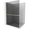 MEXEN/S - Kioto+ L Sprchová zástěna WALK-IN s poličkou a držákem ručníků 100 x 200 cm, grafit, zlatá kartáčovaná 800-100-123-55-40