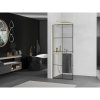 MEXEN/S - Kioto+ L Sprchová zástěna WALK-IN s poličkou a držákem ručníků 90 x 200 cm, černý vzor, zlatá kartáčovaná 800-090-123-55-77