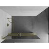 MEXEN/S - Kioto+ L Sprchová zástěna WALK-IN s poličkou a držákem ručníků 100 x 200 cm, zrcadlové, zlatá kartáčovaná 800-100-123-55-50