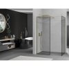 MEXEN/S - Kioto Sprchová zástěna Walk-in 90 x 70 cm, černý vzor, zlatá kartáčovaná 800-090-202-55-70-070