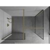 MEXEN/S - Kioto Sprchová zástěna Walk-in 90 x 70 cm, černý vzor, zlatá kartáčovaná 800-090-202-55-70-070
