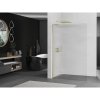 MEXEN/S - Kioto L Sprchová zástěna WALK-IN 90 x 200 cm, proužky, zlatá kartáčovaná 800-090-103-55-09