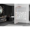 MEXEN/S - Kioto L Sprchová zástěna WALK-IN 90 x 200 cm, bílý vzor, růžové zlato 800-090-103-60-85