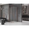 MEXEN/S - Velar L sprchový kout, posuvné dveře 90 x 90 cm, dekor, růžové zlato 871-090-090-33-60