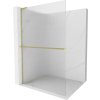 MEXEN/S - Kioto+ L Sprchová zástěna WALK-IN s poličkou a držákem ručníků 100 x 200 cm, proužky, zlatá kartáčovaná 800-100-123-55-09