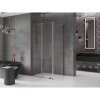 MEXEN/S - Velar L sprchový kout, posuvné dveře 100 x 75 cm, transparent, růžové zlato 871-100-075-03-60