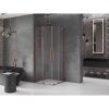 MEXEN/S - Velar L Duo sprchový kout, posuvné dveře 100 x 100 cm, transparent, růžové zlato 871-100-100-02-03-60