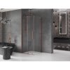 MEXEN/S - Velar L sprchový kout, posuvné dveře 100 x 100 cm, transparent, růžové zlato 871-100-100-03-60