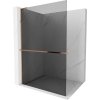 MEXEN/S - Kioto+ L Sprchová zástěna WALK-IN s poličkou a držákem ručníků 90 x 200 cm, grafit, růžové zlato 800-090-123-60-40