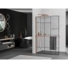 MEXEN/S - Kioto+ L Sprchová zástěna WALK-IN s poličkou a držákem ručníků 100 x 200 cm, černý vzor, růžové zlato 800-100-123-60-78