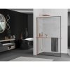 MEXEN/S - Kioto+ L Sprchová zástěna WALK-IN s poličkou a držákem ručníků 90 x 200 cm, černý vzor, růžové zlato 800-090-123-60-70