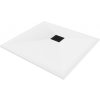 MEXEN/S - Stone+ čtvercová sprchová vanička 80 x 80, bílá, mřížka černá 44108080-B