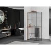 MEXEN/S - Kioto+ L Sprchová zástěna WALK-IN s poličkou a držákem ručníků 100 x 200 cm, černý vzor, růžové zlato 800-100-123-60-77