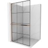 MEXEN/S - Kioto+ L Sprchová zástěna WALK-IN s poličkou a držákem ručníků 100 x 200 cm, černý vzor, růžové zlato 800-100-123-60-77