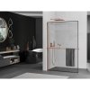 MEXEN/S - Kioto+ L Sprchová zástěna WALK-IN s poličkou a držákem ručníků 100 x 200 cm, černý vzor, růžové zlato 800-100-123-60-70