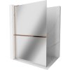 MEXEN/S - Kioto+ L Sprchová zástěna WALK-IN s poličkou a držákem ručníků 100 x 200 cm, zrcadlová, růžové zlato 800-100-123-60-50