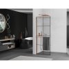 MEXEN/S - Kioto+ L Sprchová zástěna WALK-IN s poličkou a držákem ručníků 90 x 200 cm, černý vzor, růžové zlato 800-090-123-60-77
