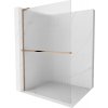 MEXEN/S - Kioto+ L Sprchová zástěna WALK-IN s poličkou a držákem ručníků 100 x 200 cm, proužky, růžové zlato 800-100-123-60-09