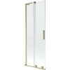 MEXEN/S - Velar L dvoukřídlá posuvná vanová zástěna 75 x 150 cm, transparent, zlatá kartáčovaná 896-075-003-01-55