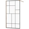MEXEN/S - KIOTO Sprchová zástěna WALK-IN 100x200 cm 8 mm, różówe zlatáo, černý vzor 2 800-100-101-60-78