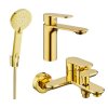 MEXEN/S - Milo R40 Set umyvadlové a vanové baterie s příslušenstvím, zlato 71303R40-50