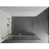 MEXEN/S - Kioto+ L Sprchová zástěna WALK-IN s poličkou a držákem ručníků 90 x 200 cm, bílý vzor, zlatá 800-090-123-50-85