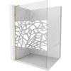 MEXEN/S - Kioto L Sprchová zástěna WALK-IN 90 x 200 cm, bílý vzor, zlatá 800-090-103-50-85