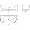 MEXEN/S - Oval vana volně stojící nástěnná 170 x 80 cm, bílá, sifon a přepad černá 52671708000-70
