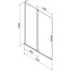 MEXEN/S - Velar L dvoukřídlá posuvná vanová zástěna 95 x 150 cm, transparent, chrom 896-095-003-01-01