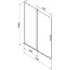 MEXEN/S - Velar L dvoukřídlá posuvná vanová zástěna 95 x 150 cm, dekor, grafit metal 896-095-003-31-95